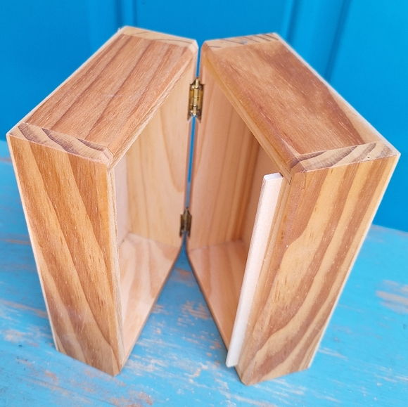 Wooden Block Box Unstained Wood Naked Natural Small Trinket Jewelry Box - Picture 3 of 16